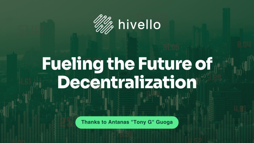 Hivello Secures Strategic Investment from Antanas "Tony G" Guoga to Scale Decentralized Compute